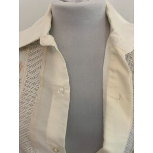 VTG Barong Tagalog Shirt Men’s SMALL Filipino Embroidered Ivory Button Shirt - Picture 7 of 12
